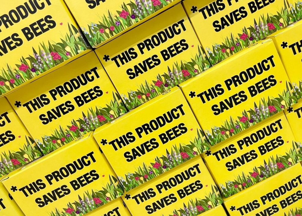 Bloomer Filter Tip Boxes, This Product Saves Bees Wall of Boxes