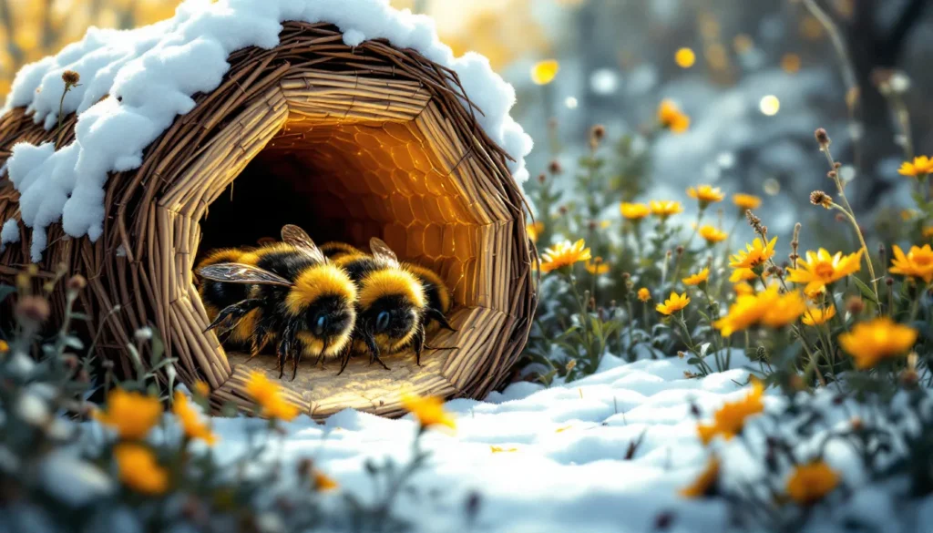 Two hibernating queen Bumblebees