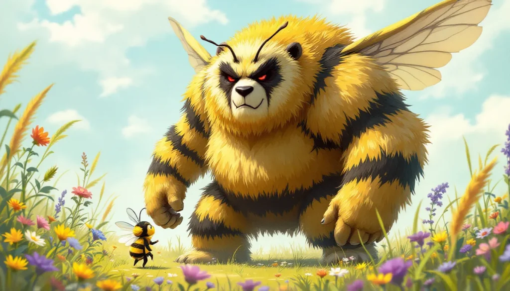 A depiction of a Big buff winter bee and a small bee giving a depiction of the difference of bees