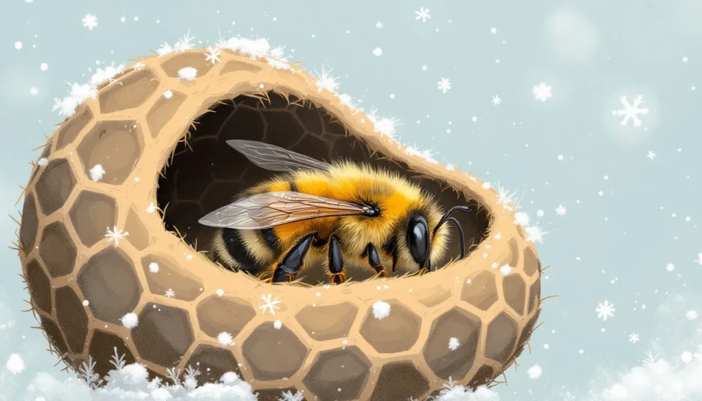 A Depiction of a Solitary Bee in its nest during winter