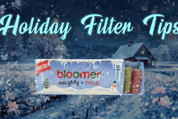 Bloomer Tips HOLIDAY WINTER NAUGHTY OR NICE Display Image with winter snow, flowers, and barn in background